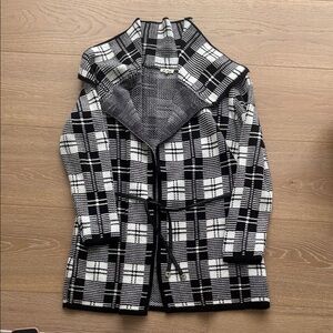 Black and White Plaid Women's Coat